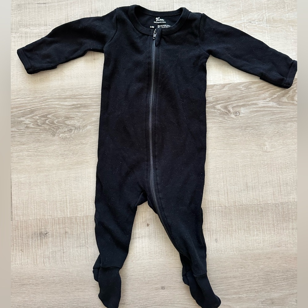 O2 Baby Black Organic Cotton Sleeper 3-6M